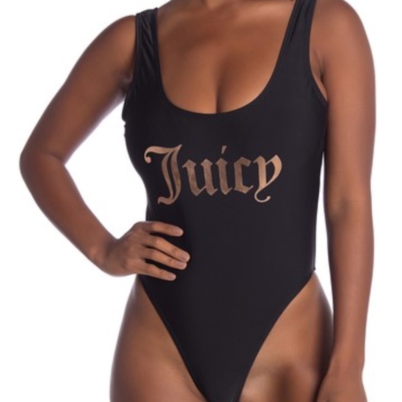NWT Juicy Couture Contrast Logo Black Swimsuit - Picture 5 of 9